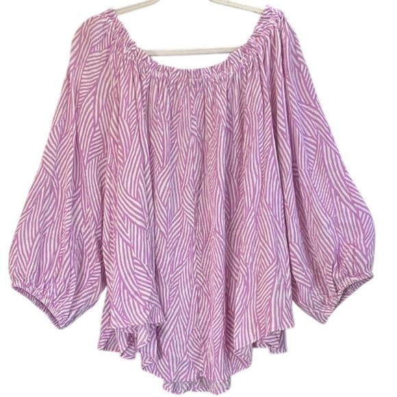 Terra& sky 2X (20wX22W) Violet Pink Patchwork 100% Rayon Convertible Blouse - Picture 2 of 8